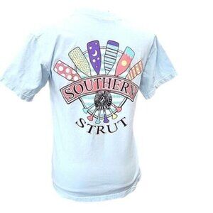 Chouinard Southern Strut T-shirt  Short Sleeve Graphic Light Blue Women's Small